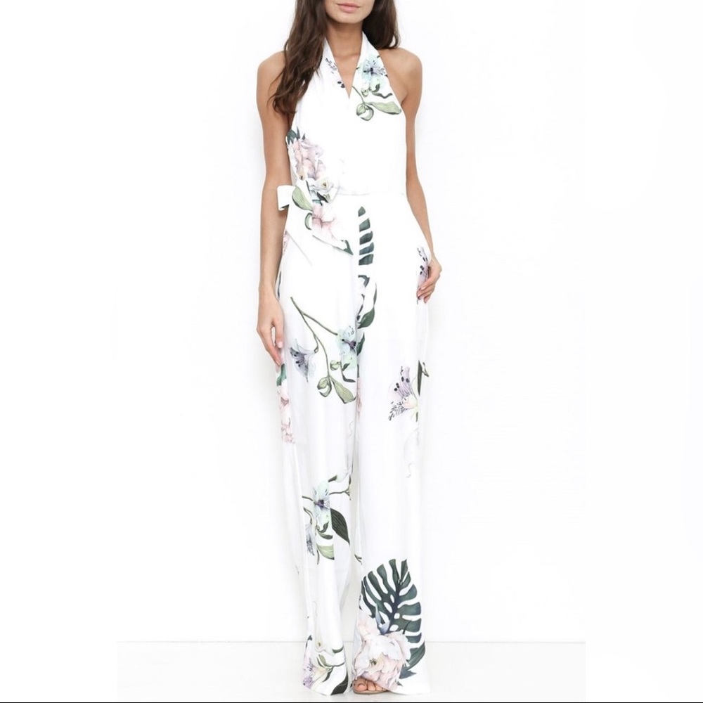 White floral jumpsuit